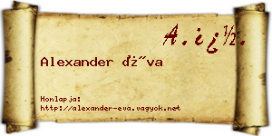 Alexander Éva névjegykártya